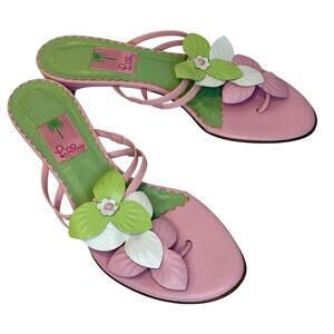 Lilly Pulitzer Colorful Leather Open Toe Summer Vacation Sandal Women’s size 10
